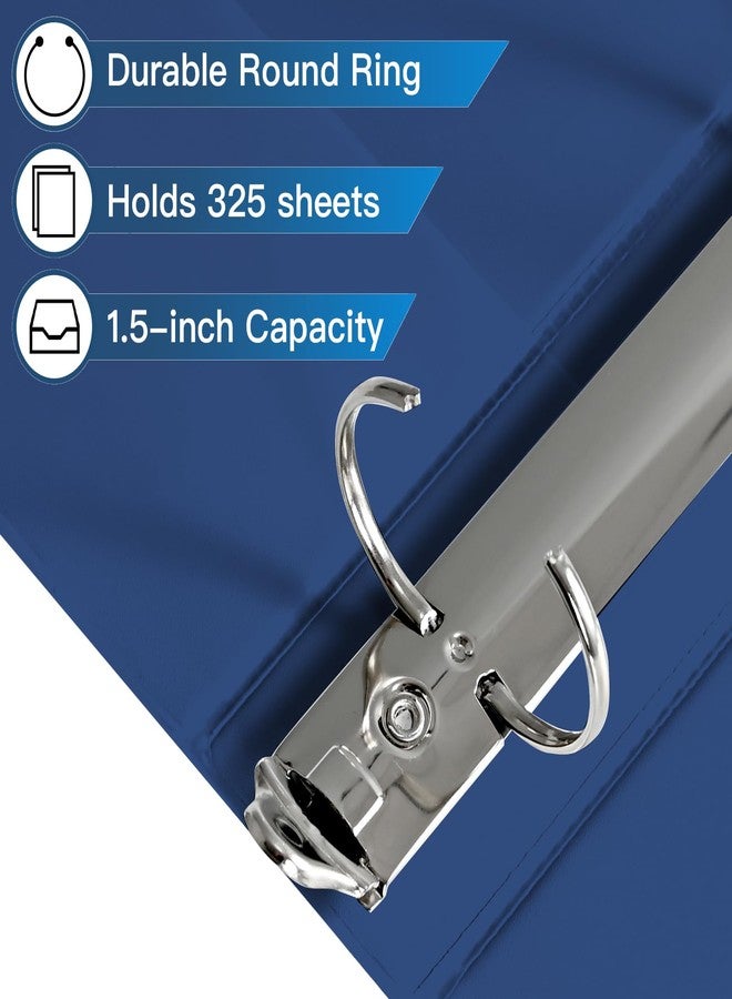SUIN Premium 3 Ring Binder with 2 Interior Pockets, Heavy Duty Binders Holds US Letter Size 8.5'' x 11'' Paper - Versatile Binders for Office, Home, and School Use, 6 Pack (White) (1.5-inch Bright Colors) - Image 3