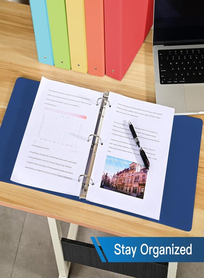 SUIN Premium 3 Ring Binder with 2 Interior Pockets, Heavy Duty Binders Holds US Letter Size 8.5'' x 11'' Paper - Versatile Binders for Office, Home, and School Use, 6 Pack (White) (1.5-inch Bright Colors) - Image 5