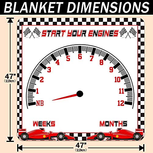 PHMOJEN Baby Monthly Milestone Blanket, Racing Car Speed Disc Check Flag Blanket for Nursery, Unisex for Newborn 1-12 Months, Includes 4 Frame and 1 Headband 47"x47" BTLSPH343 - Image 3