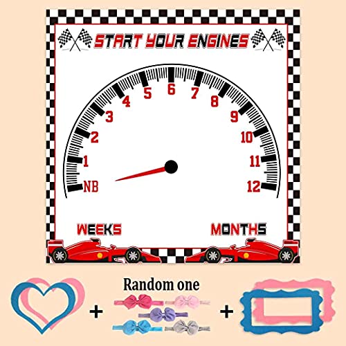 PHMOJEN Baby Monthly Milestone Blanket, Racing Car Speed Disc Check Flag Blanket for Nursery, Unisex for Newborn 1-12 Months, Includes 4 Frame and 1 Headband 47"x47" BTLSPH343 - Image 5