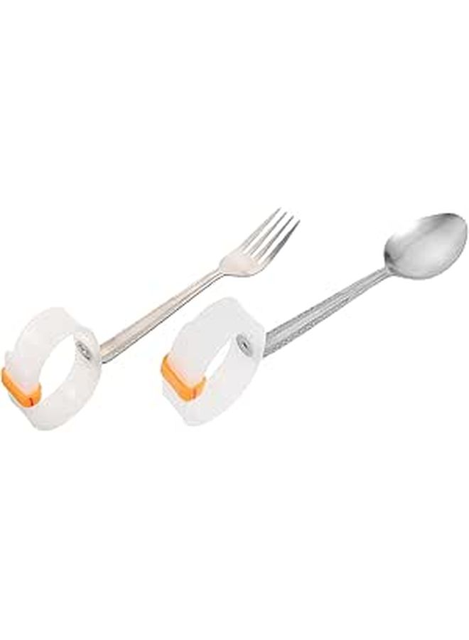 Adaptive Eating Utensils 2Pcs Set Non Slip Plastic Handles Disabled Elderly Cutlery Spoon Fork Hand Tremors Spinal Injury Rehabilitation - Image 1