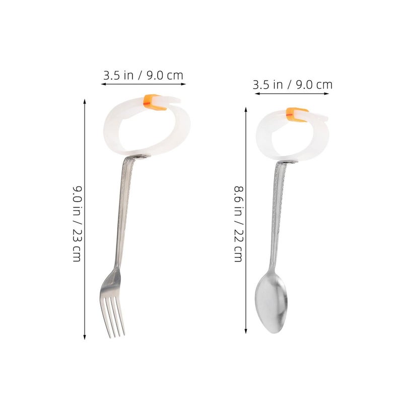 Adaptive Eating Utensils 2Pcs Set Non Slip Plastic Handles Disabled Elderly Cutlery Spoon Fork Hand Tremors Spinal Injury Rehabilitation - Image 3