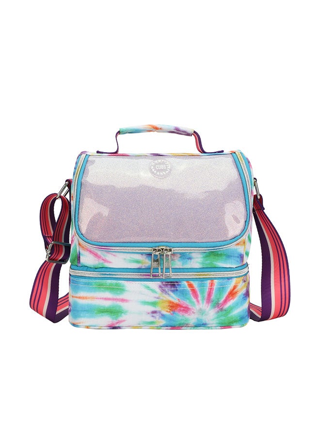 CUBS حقيبة غداء مزدوجة الطبقات مقاومة للماء بتصميم قوس قزح مع حزام كتف قابل للإزالة لحمل وجباتك المفضلة إلى المدرسة أو العمل أو أثناء السفر - Image 1