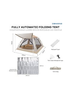 DAYONG Camping Tent, Automatic Pop Up Outdoor Tent, Portable Waterproof Sunscreen Tent with Carry Bag, Lightweight Instant Tent for Camping, Hiking, Desert, Beach. - pzsku/Z55BC8DBCBA3508EF5B1CZ/45/_/1738751060/92bd2b42-fa4b-4fe0-9bc2-a2f3df29168e