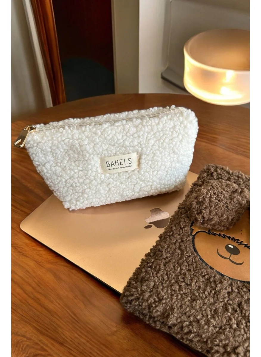 Bahels Teddy Zippered Single Compartment Wallet Makeup Bag Pencil Case Pencil Case