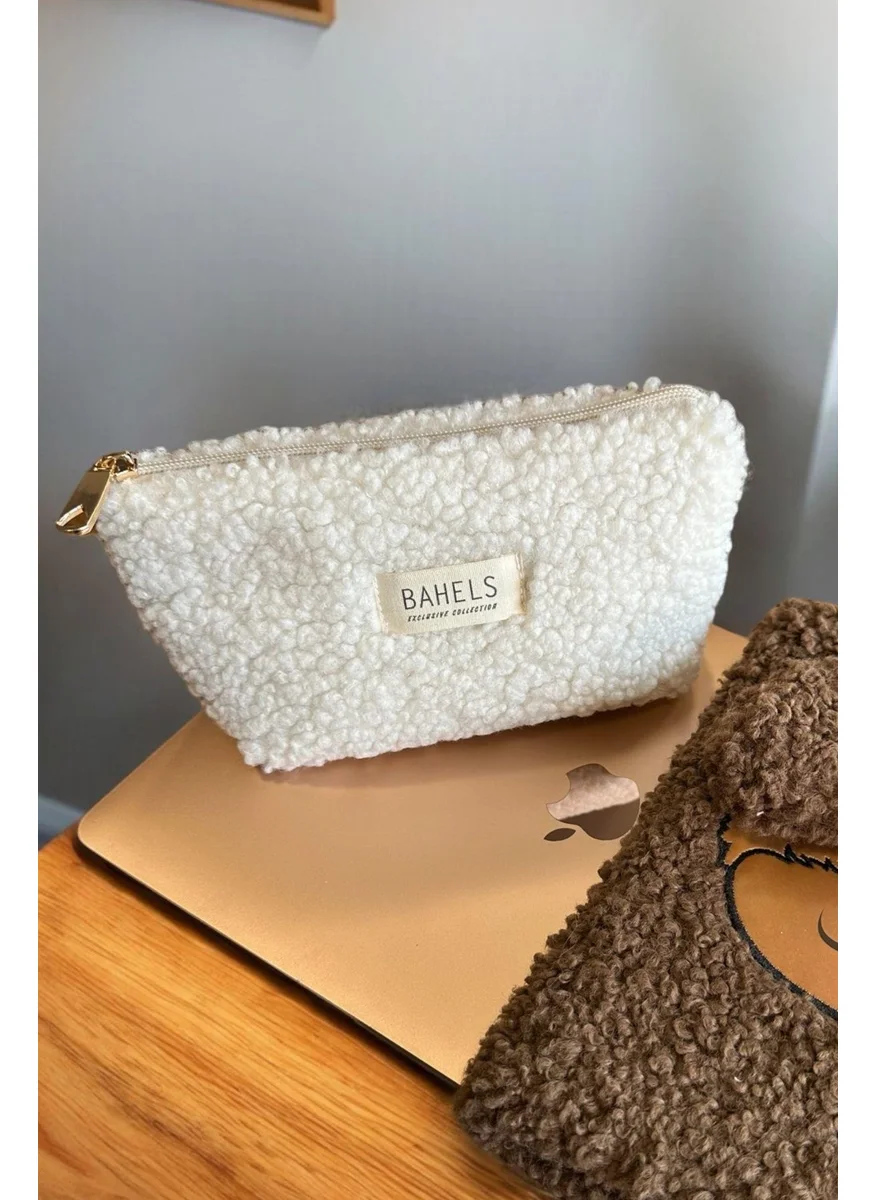 Bahels Teddy Zippered Single Compartment Wallet Makeup Bag Pencil Case Pencil Case