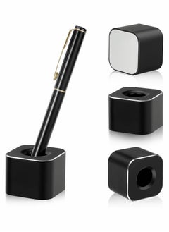 Excefore Metal Pen Stand Square Pen Holder Base Aluminum Student Desk Organizer Single Pen Holder for Desk Desktop Toothbrush Stand Holder Pen Display Stand for Home Office Students Teachers (Black)  - Image 1