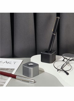 Excefore Metal Pen Stand Square Pen Holder Base Aluminum Student Desk Organizer Single Pen Holder for Desk Desktop Toothbrush Stand Holder Pen Display Stand for Home Office Students Teachers (Black)  - Image 5