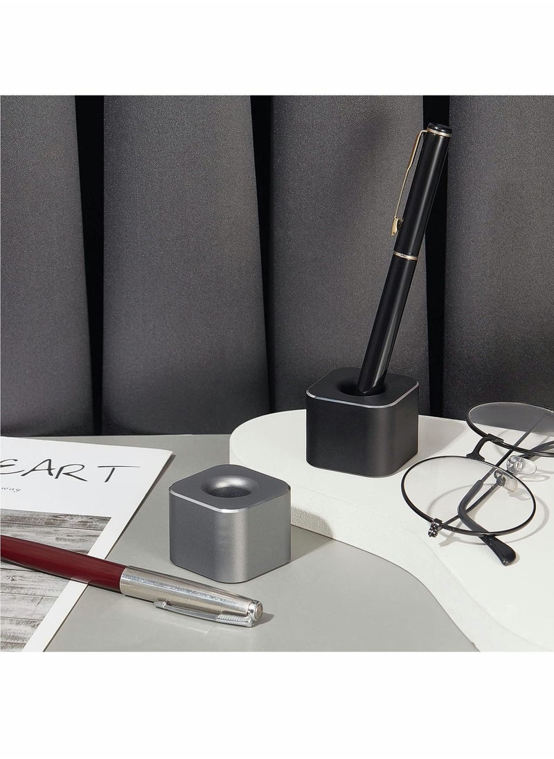 Excefore Metal Pen Stand Square Pen Holder Base Aluminum Student Desk Organizer Single Pen Holder for Desk Desktop Toothbrush Stand Holder Pen Display Stand for Home Office Students Teachers (Black)  - Image 5
