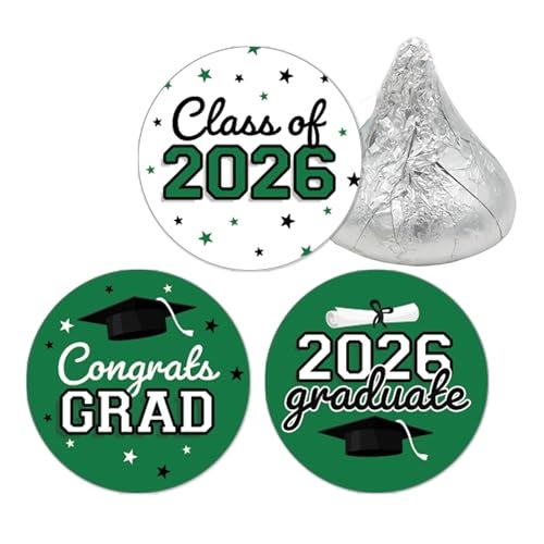 DISTINCTIVS Class of 2026 Graduation Candy Stickers for Chocolate Drops Green Grad Party Favors  216 Count - Image 1