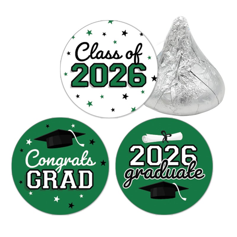 DISTINCTIVS Class of 2026 Graduation Candy Stickers for Chocolate Drops Green Grad Party Favors  216 Count - Image 3