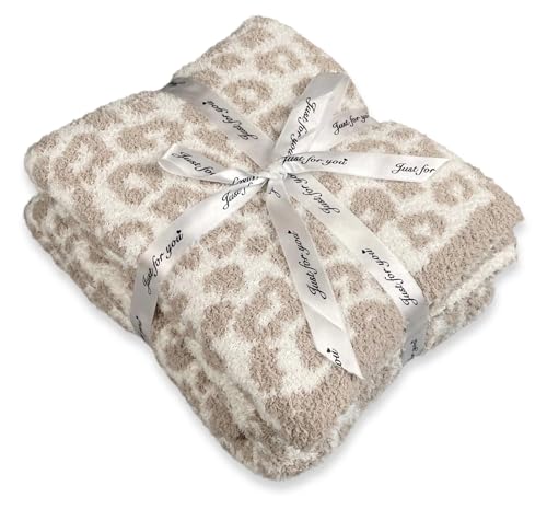 GY Ultra Soft Leopard Throw Blanket for Couch, Lightweight Warm Fluffy Reversible Cream Cheetah Throw Blanket for Sofa Bed Decor, Beige - Image 1