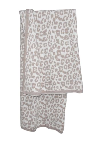 GY Ultra Soft Leopard Throw Blanket for Couch, Lightweight Warm Fluffy Reversible Cream Cheetah Throw Blanket for Sofa Bed Decor, Beige - Image 2