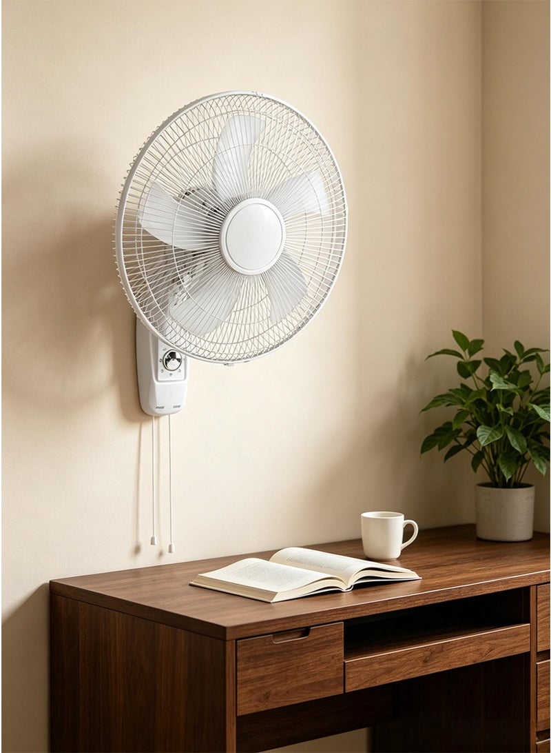 GGEROU 16 Inch Wall Fan, High Performance Fan with 3-Speed Controls, Electric Wall Mount Cooling Fan for Home, Green House, Work Room Or Office Use, 5 Leaf Blades and 2 Pull String Cords, Adjustable Tilt Angle and Efficient Cooling (White) - Image 2
