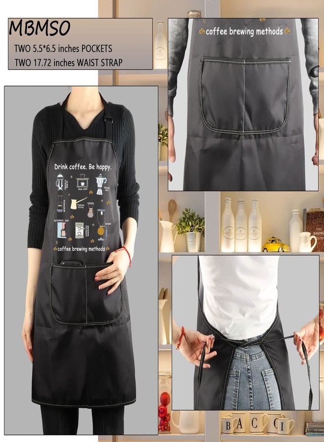 MBMSO Drink Coffee Be Happy Funny Barista Apron with Pockets - Coffee Lover Gift for Drinkers - Image 3