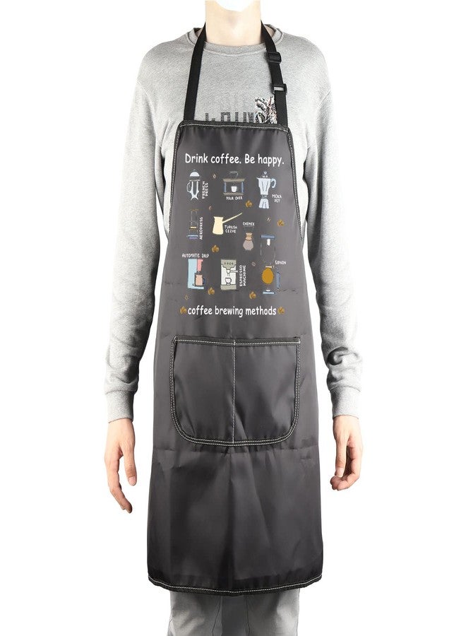 MBMSO Drink Coffee Be Happy Funny Barista Apron with Pockets - Coffee Lover Gift for Drinkers - Image 4