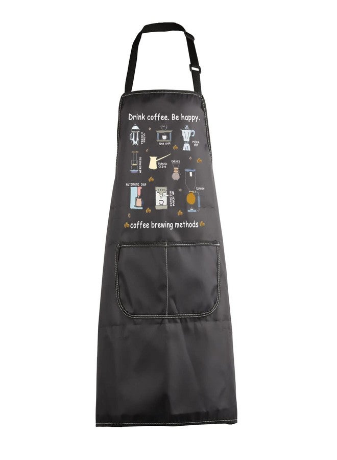 MBMSO Drink Coffee Be Happy Funny Barista Apron with Pockets - Coffee Lover Gift for Drinkers - Image 1