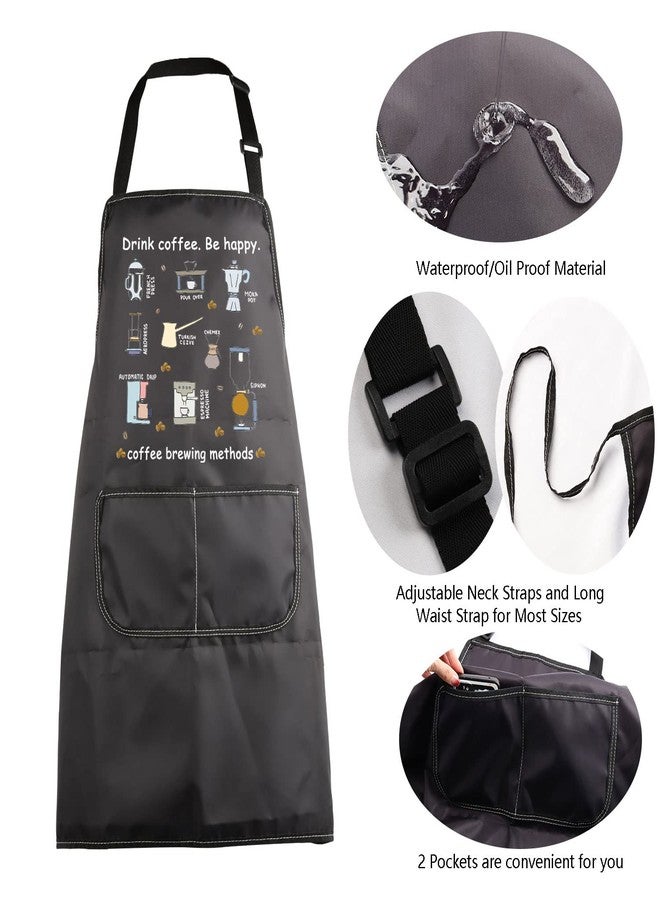 MBMSO Drink Coffee Be Happy Funny Barista Apron with Pockets - Coffee Lover Gift for Drinkers - Image 5