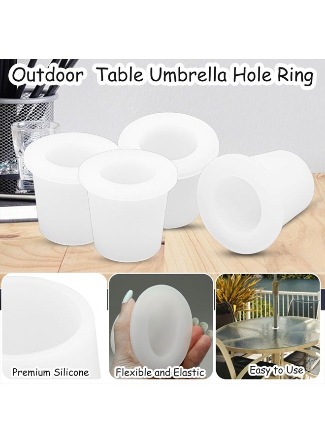 CANIPHA 4Pcs Patio Table Umbrella Hole Ring Plug, Silicone Pool Umbrella Sleeve Stabilizer Cone Wedge, Umbrella Table Ring Hole Insert for 1.5 Inch Pool Umbrella Adapter or 2-2.5 Inch Table Hole (White)  - Image 2