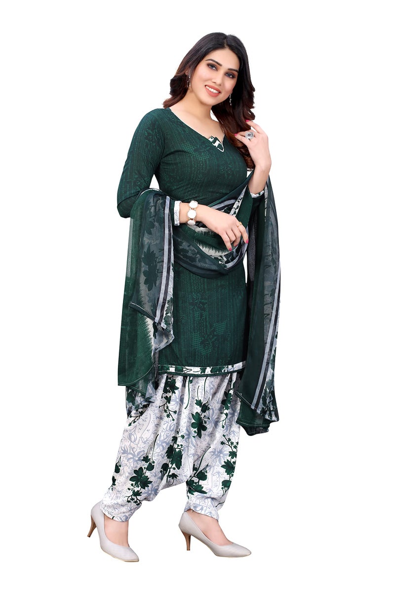 Yashika Women's French Crepe Printed Unstiched Dress Material(NITU GREEN) - Image 2