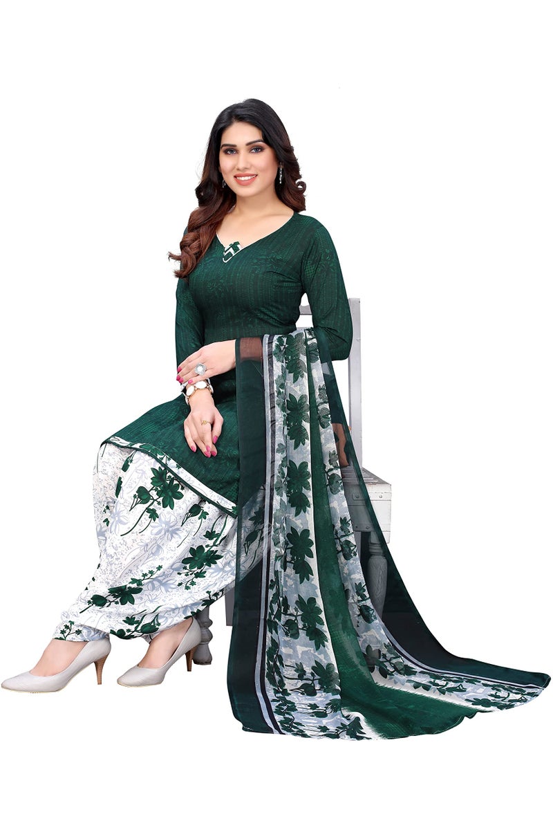 Yashika Women's French Crepe Printed Unstiched Dress Material(NITU GREEN) - Image 3