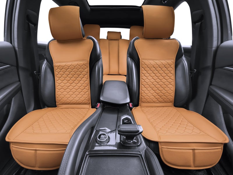 Elantrip Car Seat Cover Full Set Leather Car Seat Protector Universal fit for Most Cars SUVs and Trucks Water Proof Front and Rear Seat Protector Whiskey Color - Image 4