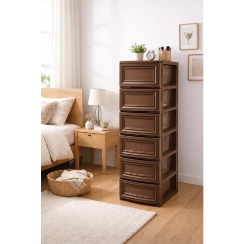 Multi-Purpose Plastic Storage Drawer Cabinet with Modern Design Size 42×34×124 cm Height 124 cm Width 34 cm Depth 42 cm Brown - Image 3