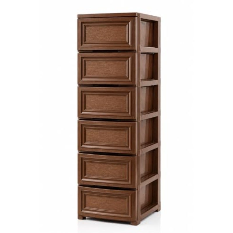 Multi-Purpose Plastic Storage Drawer Cabinet with Modern Design Size 42×34×124 cm Height 124 cm Width 34 cm Depth 42 cm Brown - Image 1