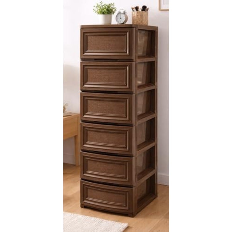 Multi-Purpose Plastic Storage Drawer Cabinet with Modern Design Size 42×34×124 cm Height 124 cm Width 34 cm Depth 42 cm Brown - Image 2
