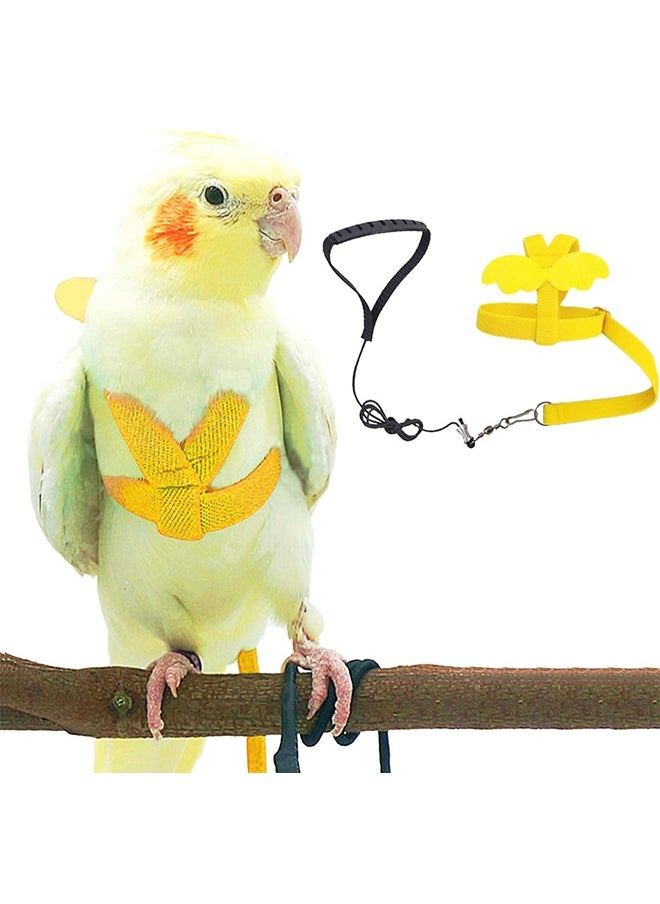 Lemon Pet Parrot Bird Harness and Leash, Adjustable Training Design Anti-Bite, Bird Nylon Rope with Cute Wing for Parrots, Suitable for Scarlet, Keck, Mini Macaw and Same Size Birds (Yellow)  - Image 1