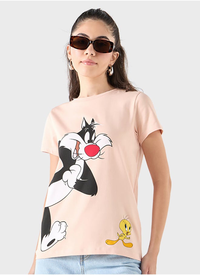 SP Characters - Sylvester Print Crew Neck T-Shirt - Image 1