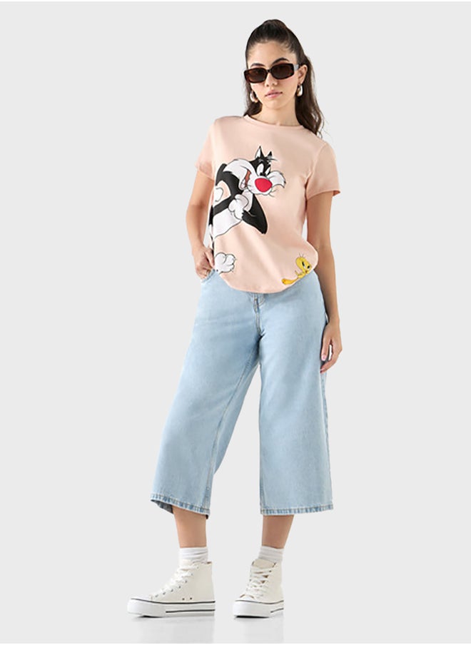 SP Characters - Sylvester Print Crew Neck T-Shirt - Image 1