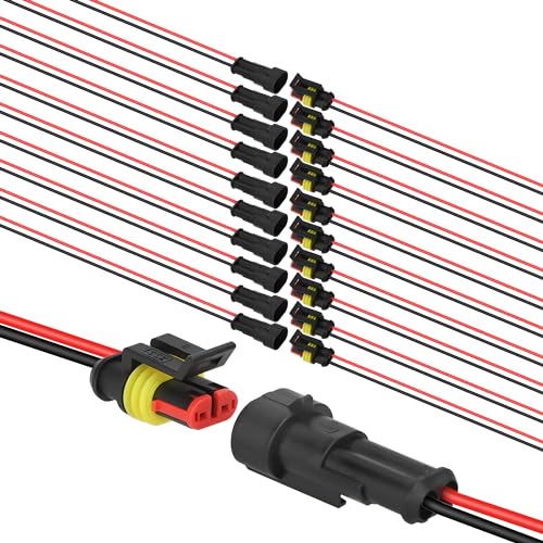 JacobsParts Waterproof Electrical Connectorf 2 pin Plug Auto Electrical Wire Connectors for Car Truck Boat and Other Wire Connections 10 Pairs - Image 1