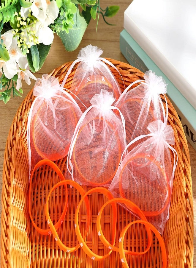 Quelay Tondiamo 48 Pcs Orange Ribbon Bracelets Leukemia Awareness Wristbands for Multiple Sclerosis Breast Cancer Lymphoma Adhd Skin Cancer Cerebral Public Activity Supplies Groups - Image 4