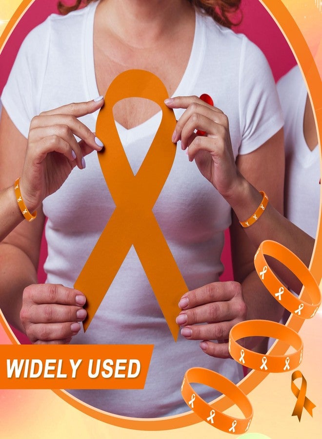 Quelay Tondiamo 48 Pcs Orange Ribbon Bracelets Leukemia Awareness Wristbands for Multiple Sclerosis Breast Cancer Lymphoma Adhd Skin Cancer Cerebral Public Activity Supplies Groups - Image 5