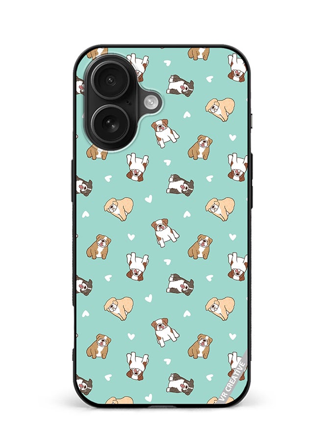 VR CREATIVE Protective Case Cover For Apple iPhone 16 Cartoon Bulldog Dog Design Multicolour
