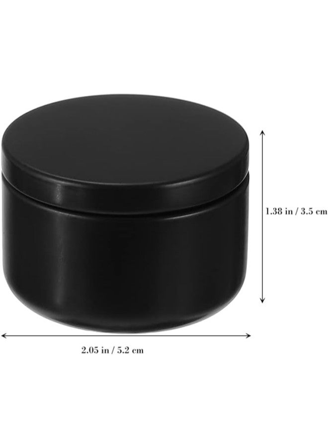 كلاراكو عبوات تخزين فارغة 24 علبة شموع علب ألومنيوم صغيرة مستديرة فارغة سعة 2 أونصة، عبوات شموع صغيرة مستديرة فارغة مع أغطية لصنع الشموع والتوابل والهدايا (أسود) أكواب معدنية لشموع الشاي - Image 2