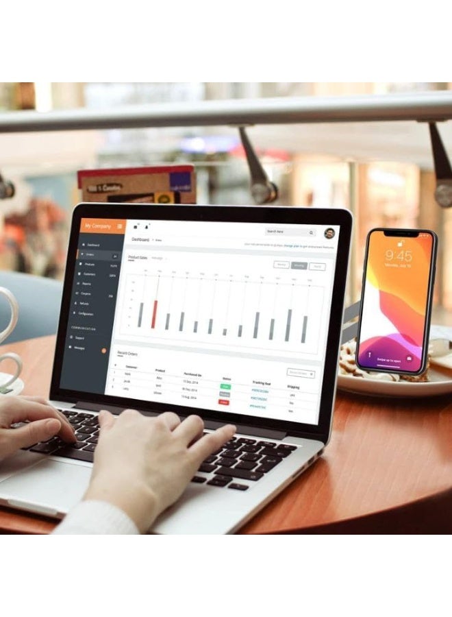 حامل هاتف مغناطيسي جانبي للابتوب – حامل قابل للطي والتعديل لتثبيت الهاتف على شاشة اللاب توب لعمل شاشتين – مثالي للاجتماعات والدراسة والبث المباشر - Image 5