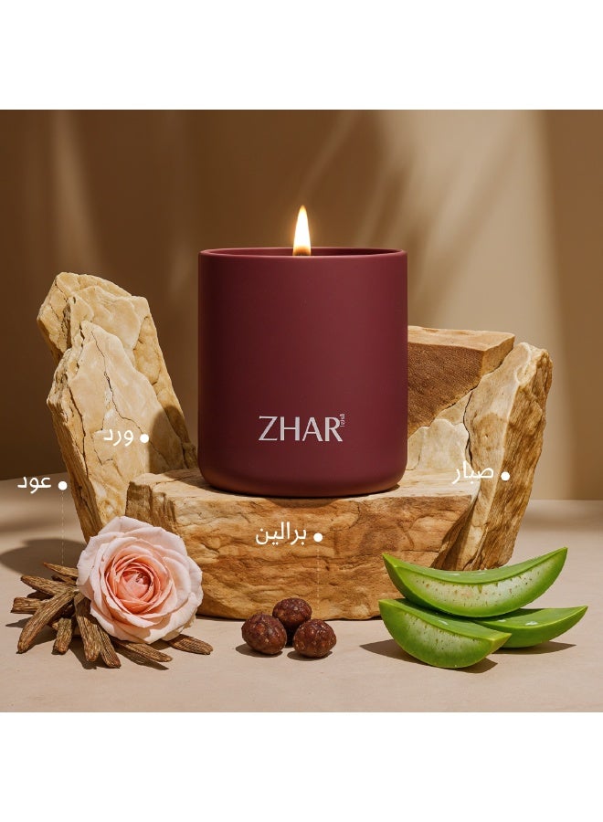 زهار شمعة معطرة تدوم طويلاً - مزيج شرقي فاخر من العود والورد والبرالين - شموع عطرية هدية للنساء - شمعة من شمع الصويا الطبيعي للاسترخاء والعلاج بالروائح وديكور المنزل (عود ملكي) - Image 3