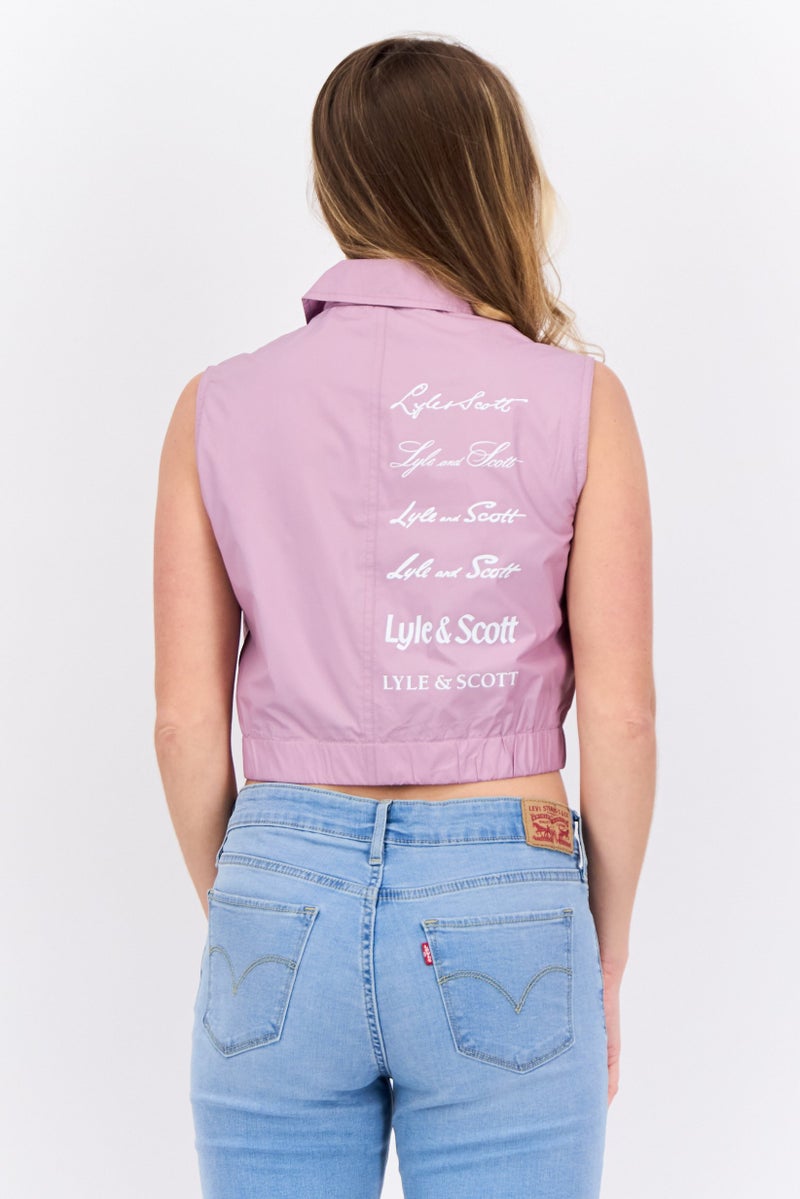 Lyle & Scott Women Brand Logo Vest Jacket, Heath Lavender - Image 3