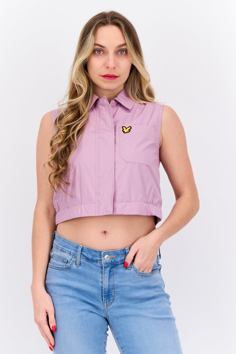 Lyle & Scott Women Brand Logo Vest Jacket, Heath Lavender - Image 1