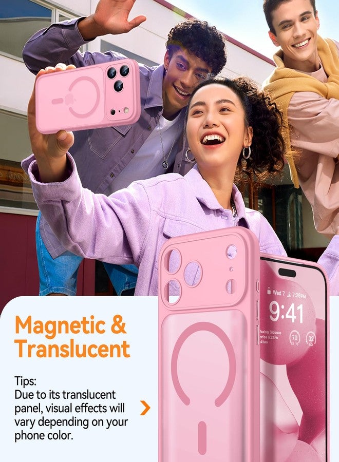 CANSHN Magnetic for iPhone 17 Pro Case(6.3"), Upgraded [Full Camera Protection] [Compatible with Magsafe] [Translucent Matte] Shockproof Protective Phone Case,Pink - Image 3