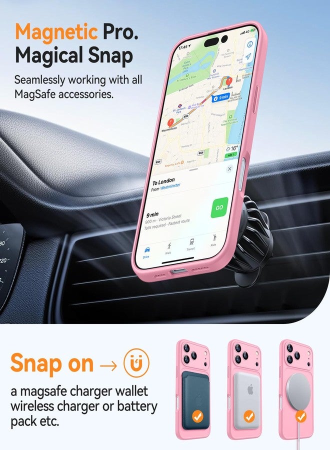 CANSHN Magnetic for iPhone 17 Pro Case(6.3"), Upgraded [Full Camera Protection] [Compatible with Magsafe] [Translucent Matte] Shockproof Protective Phone Case,Pink - Image 5