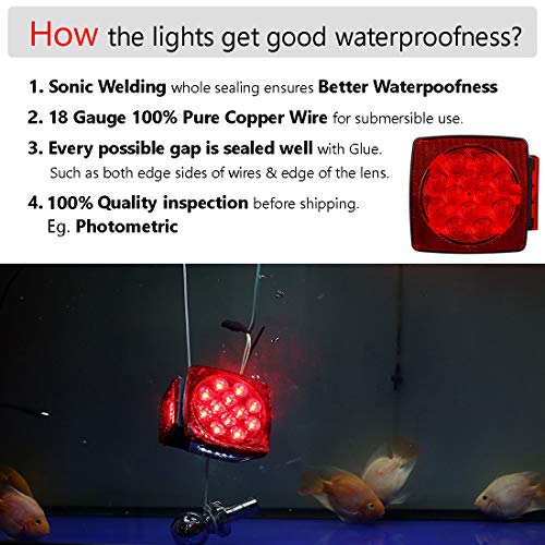 CZC AUTO 12V Submersible LED Trailer Tail Light Kit for Under 80 Inch Boat Utility Waterproof (Trailer light kit) - Image 2