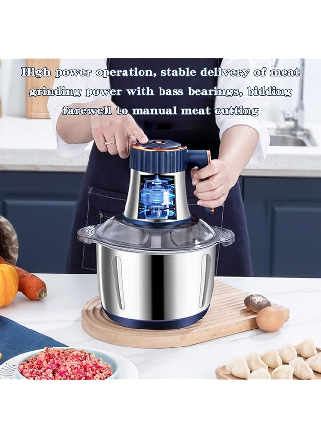 Electric Meat Grinder Food Processor With 4 Sharp Blades Stainless Steel Meat Mixer Food Chopper For Meat Vegetables Fruits And Nuts Stainless Steel Food Grinder For Kitchen 5L  - Image 2