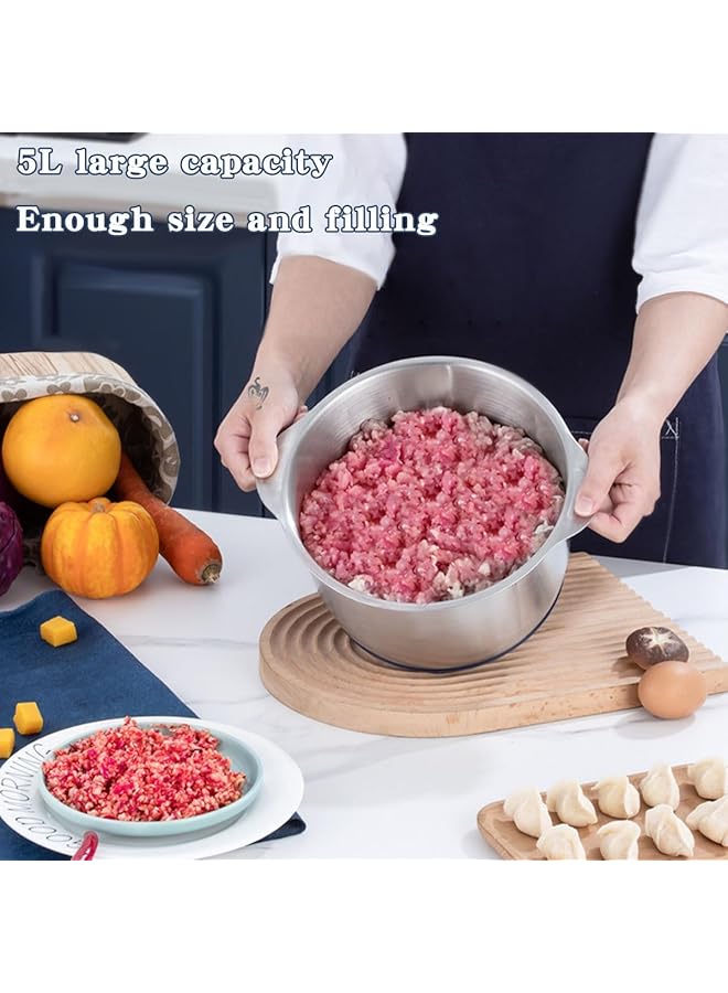 Electric Meat Grinder Food Processor With 4 Sharp Blades Stainless Steel Meat Mixer Food Chopper For Meat Vegetables Fruits And Nuts Stainless Steel Food Grinder For Kitchen 5L  - Image 5