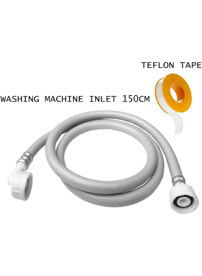 Biella Universal Washing Machine Dishwasher Straight End Inlet Pipe And Teflon Tape. (150Cm)  - Image 2