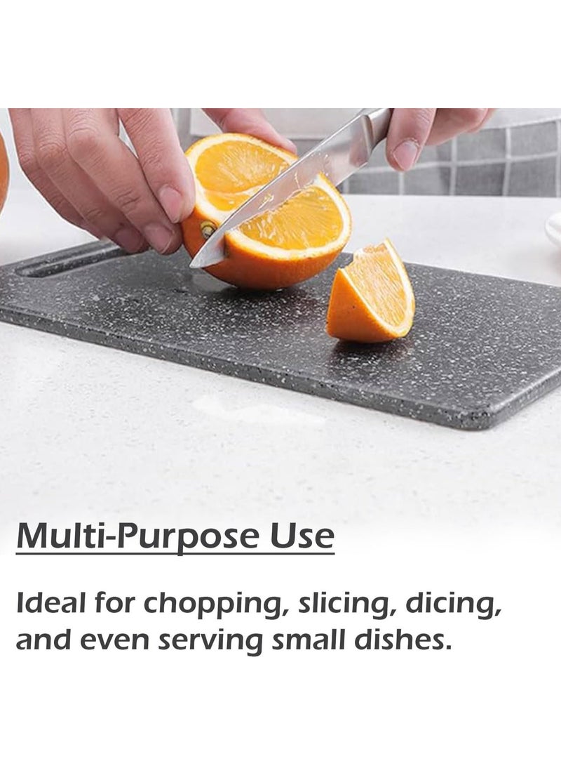 استريكو لوح تقطيع بلاستيكي بتصميم رخامي، خفيف الوزن ومقاوم للبقع، متعدد الأغراض لتقطيع الفواكه واللحوم والخضروات والسلطة (16 × 25.5 سم) - Image 3