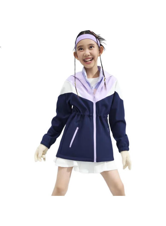 Toread Flagship Children'S Jacket For Girls In Autumn And Winter, Warm And Windproof Soft Shell Sports Jacket, Wind Chime Purple, Size 120 - Image 2