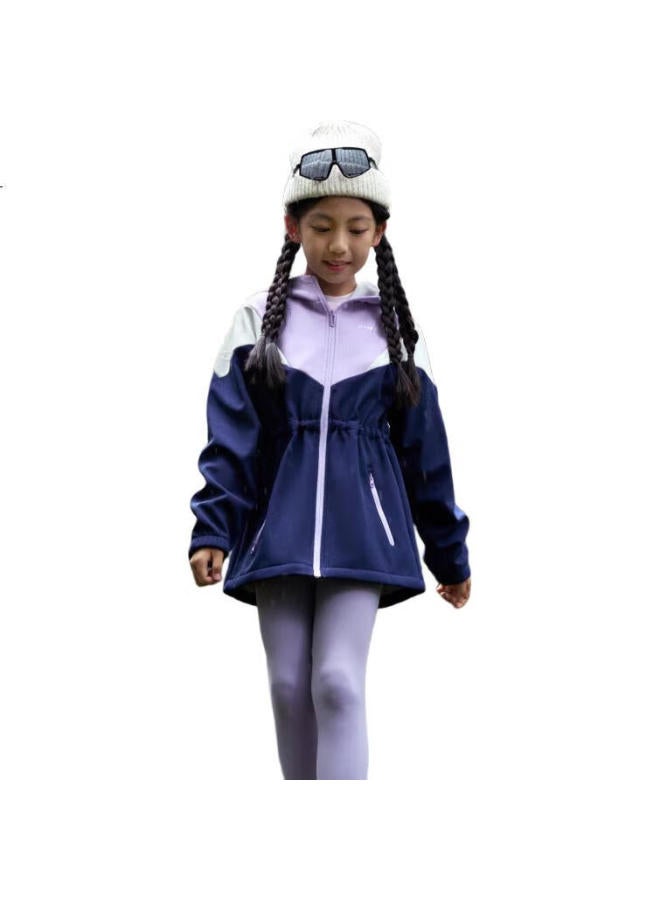 Toread Flagship Children'S Jacket For Girls In Autumn And Winter, Warm And Windproof Soft Shell Sports Jacket, Wind Chime Purple, Size 120 - Image 1